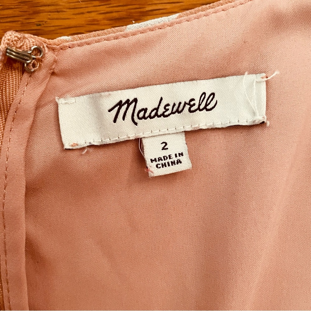 Madewell Ruched-Waist Flutter Sleeve Mini Dress in Star Shower Pale Peach Size 2 - Picture 13 of 14